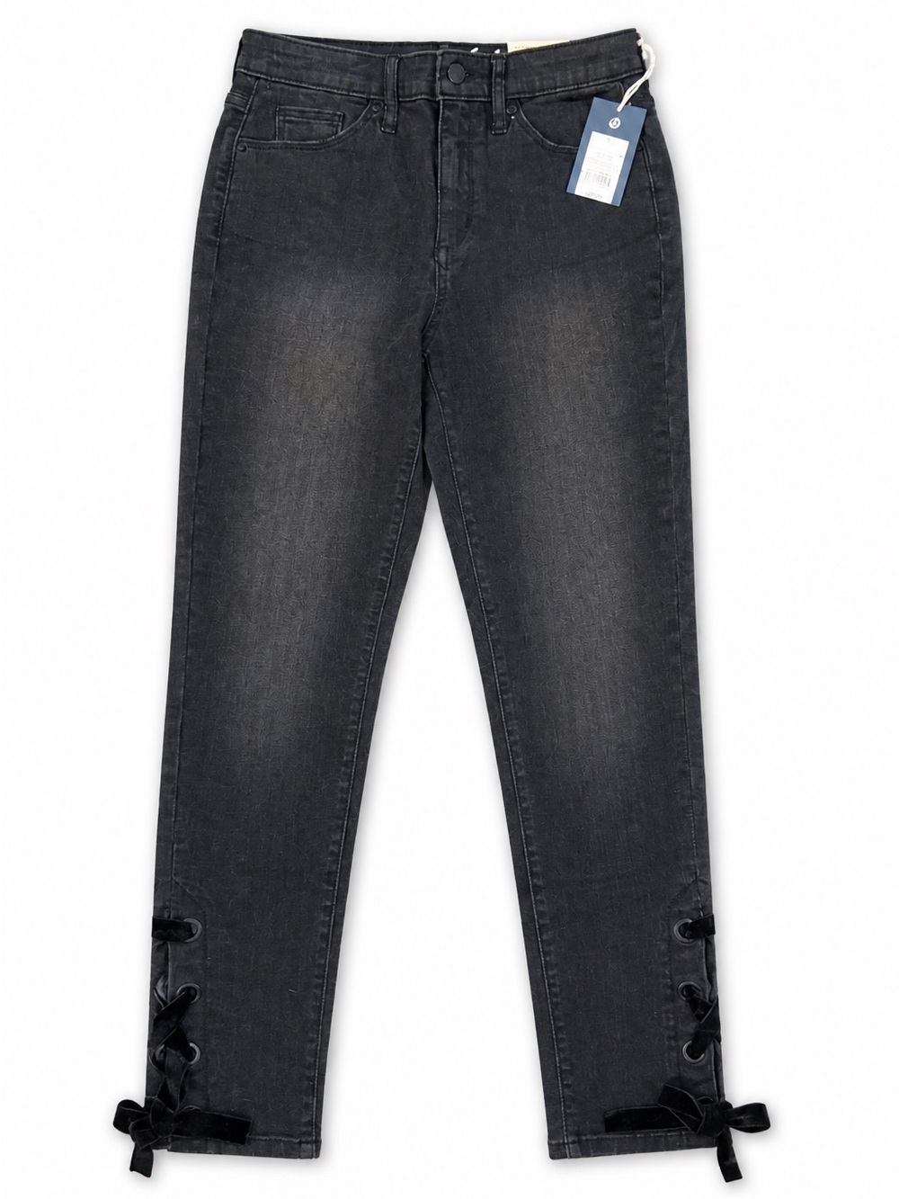 Universal Thread Black Women's High-Rise Jeans with Ankle Bow Detail
